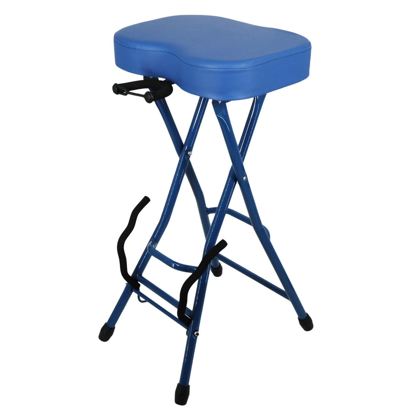 5 Core Guitar Stool 3.15" Padded Chair Foldable Heavy Duty Music Seat Built in Foot Rest Guitar Stand - Blue