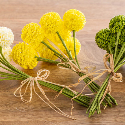 Faux Floral Billy Bob Bunch Yellow Artificial Stems Spring Home Decorations for a Bright Seasonal Touch