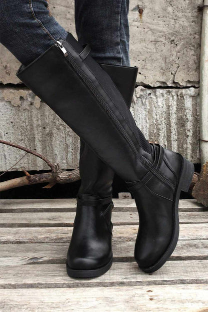 Threaded Pear Josie Zipper Knee High Low Heel Boots