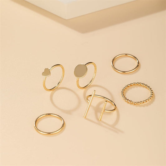 Goldtone Heart Ring Set