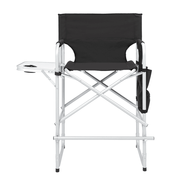 InQ Boutique Silver White Iron Pipe Black Cloth Surface Plastic Sprayed Iron Round Pipe Director's Chair 103*60*499cm 120kg Without Carrying Bag - Gray