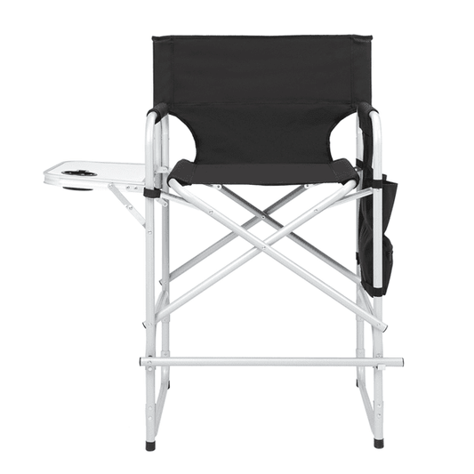 InQ Boutique Silver White Iron Pipe Black Cloth Surface Plastic Sprayed Iron Round Pipe Director's Chair 103*60*499cm 120kg Without Carrying Bag - Gray