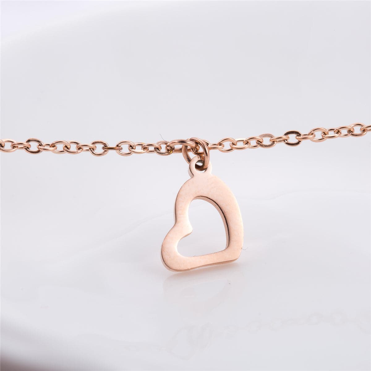 Rose Goldtone Heartbeat Pendant Necklace-1