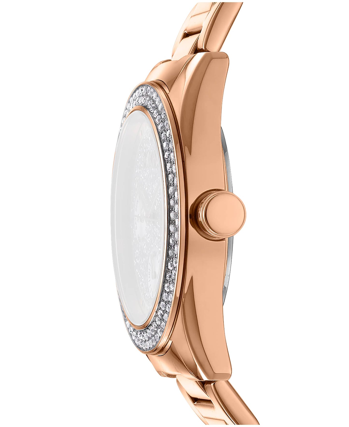 Dkny Women Watch, Rose Gold Color Case, Silver Powder Dial, Rose Gold Color Metal Bracelet, Multi-Function, 5 Atm