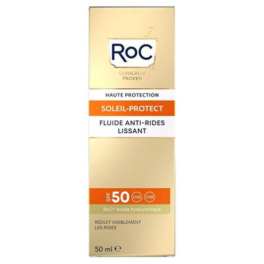 Roc Facial Sunscreen SPF 50: Anti-Wrinkle, Soothing & Hypoallergenic Sun Protection for Sensitive, Aging Skin - Fragrance-Free, Chrysanthemum Enriched