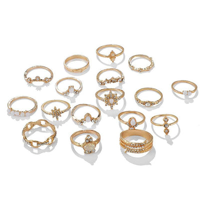 Cubic Zirconia & Goldtone Snowflake Ring Set