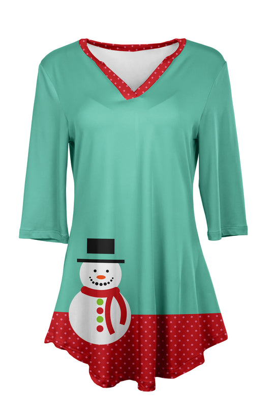 Aqua Snowman Holiday Top-