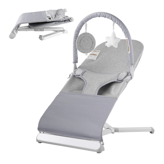 VEVOR Baby Bouncer Folding Bouncer Seat Chair for Babies 0-9 Months with Toy Bar - Multicolor