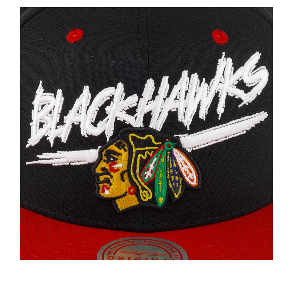 Men's Mitchell & Ness Nhl Transcript Snapback Blackhawks - Black-Red
