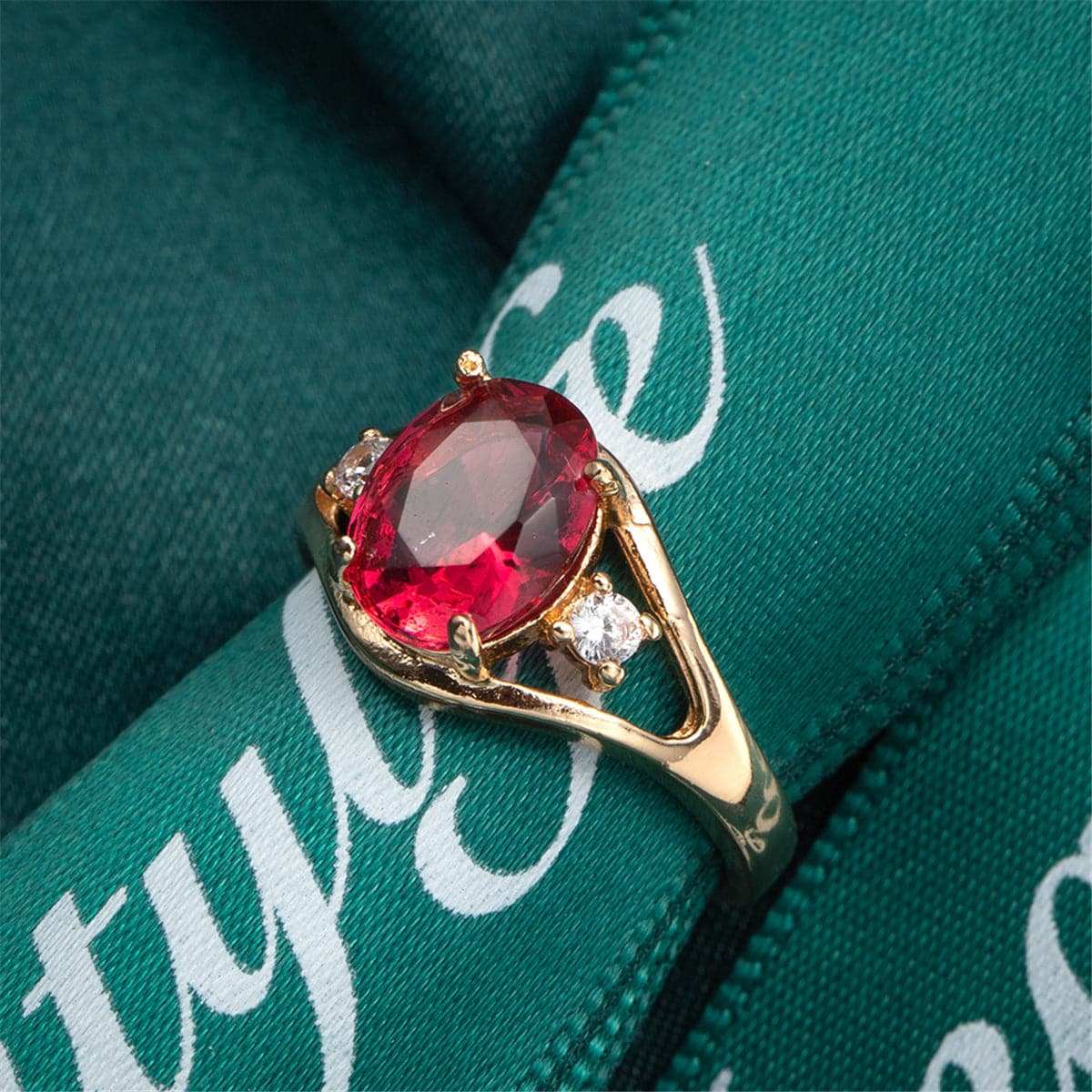 Rose Crystal & Cubic Zirconia Oval Ring-6
