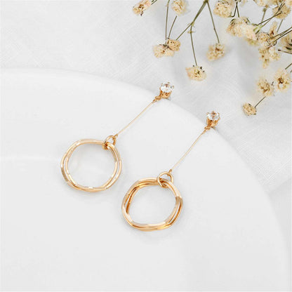 Cubic Zirconia & Goldtone Hoop Drop Earrings