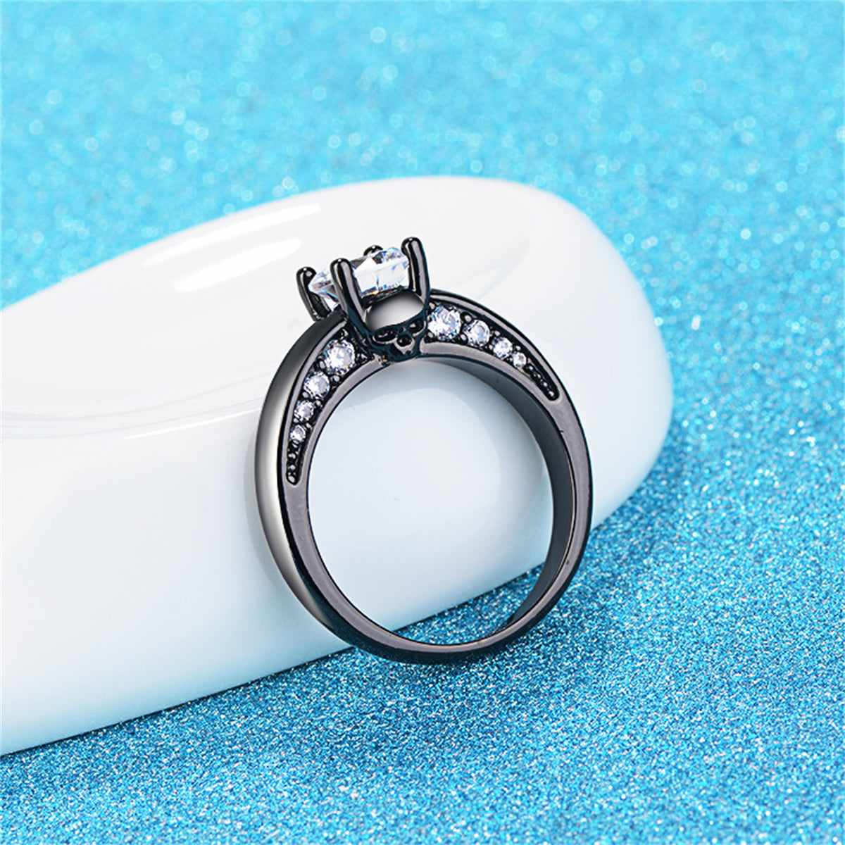 Crystal & Cubic Zirconia Skull Ring-9