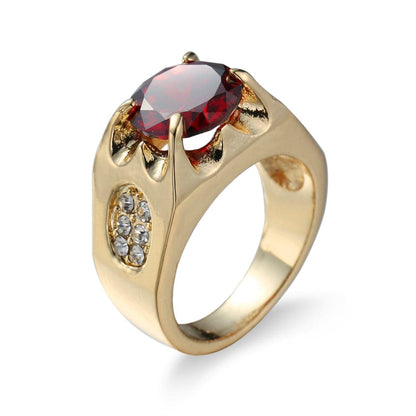 Red Crystal & Goldtone Ring-10