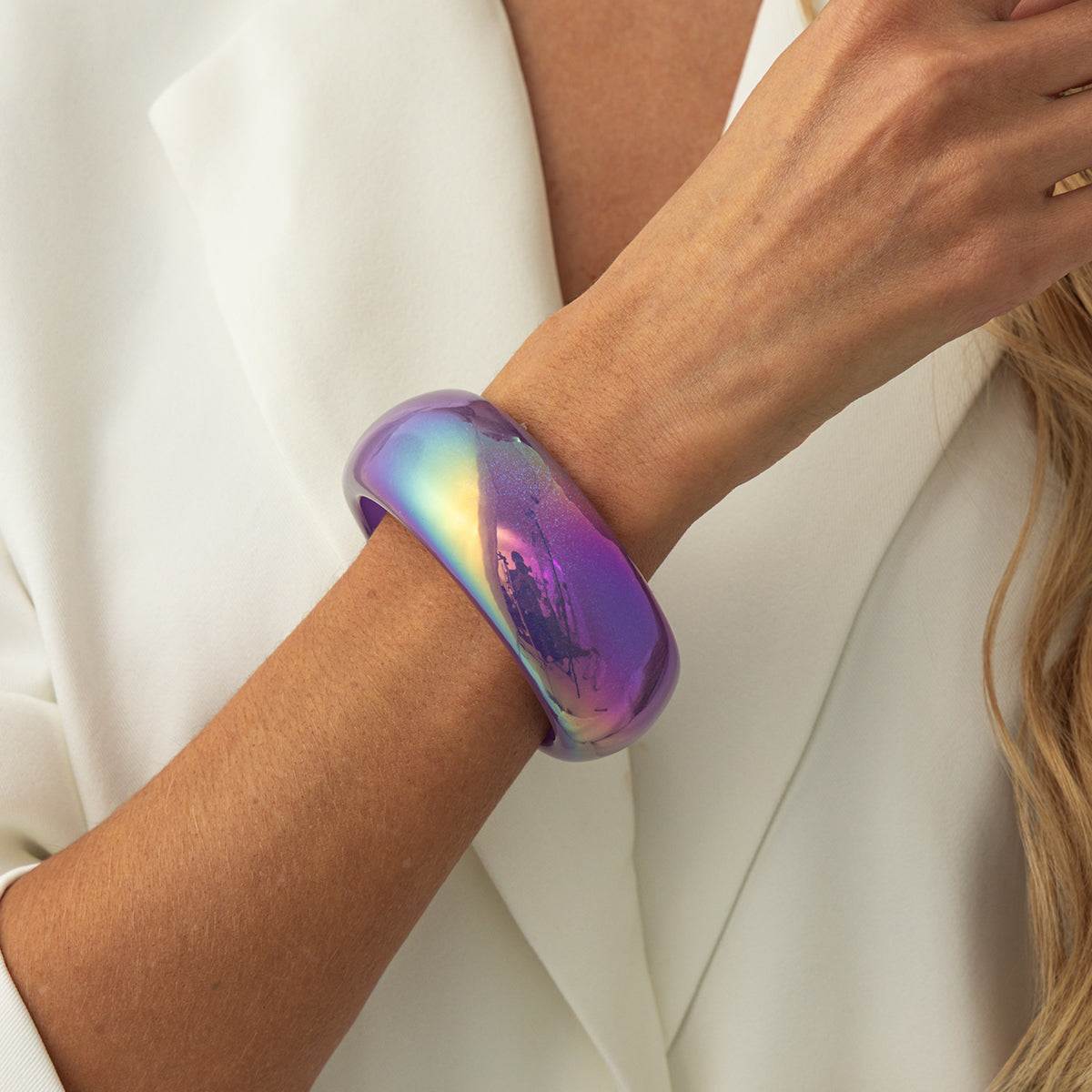 Iridescent & Purple Resin Bangle