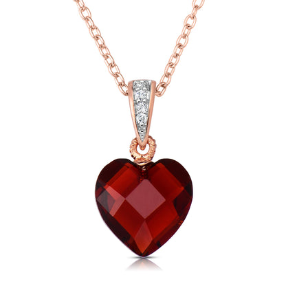 Sterling Silver Red Cubic Zirconia Heart-shape Necklace