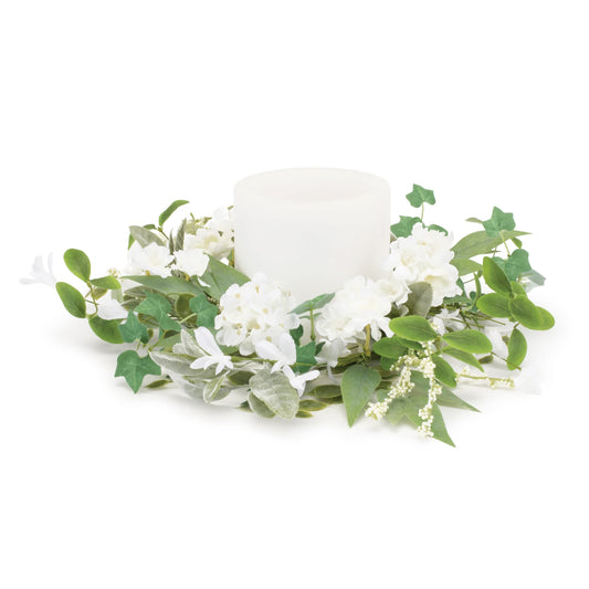 Melrose International Mixed Floral and Foliage Candle Ring 17.5"D