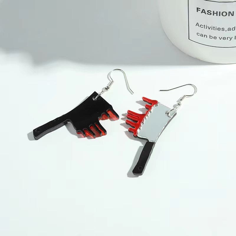 Acrylic & Silvertone Bleeding Knife Drop Earrings