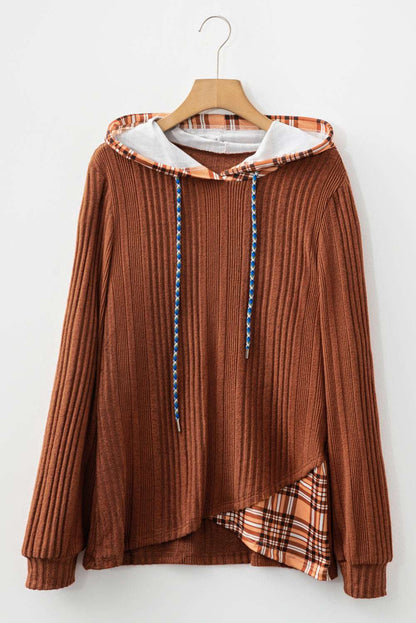 Threaded Pear Mya Knit Drawstring Hooded Top