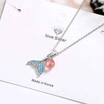 Strawberry & Cubic Zirconia Fishtail Pendant Necklace