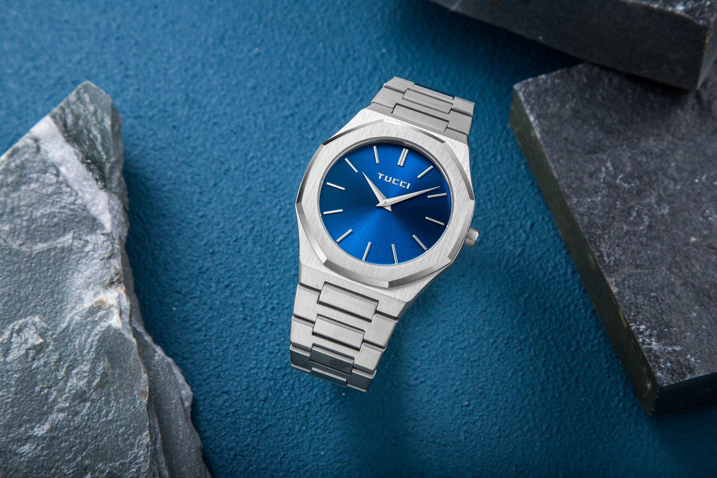 Silver Tone Blue-