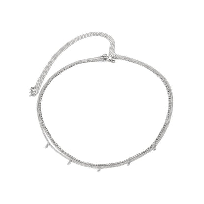 Cubic Zirconia & Silvertone Waist Chain Set