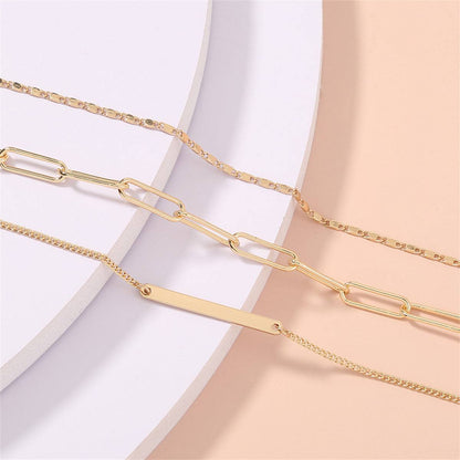 Goldtone Open Rectangle Chain Bracelet Set