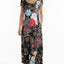 Black Multicolor Floral Border Print