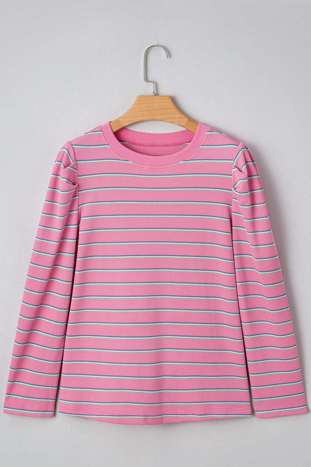 Giana Stripe Textured Knit Long Sleeve Top - Pink / L - 12/14