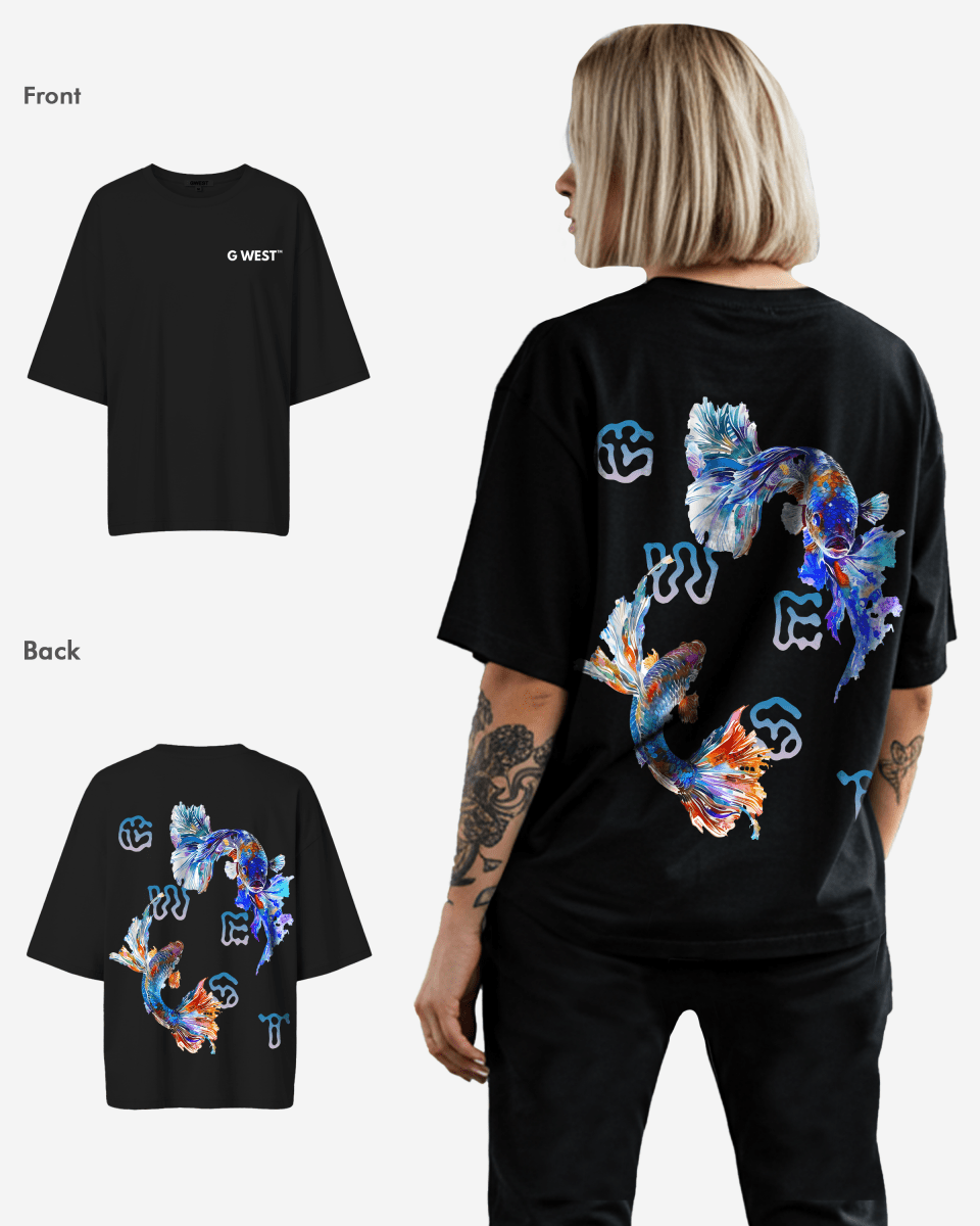 G West Womens Oversized Fish Lifestyle T Shirt
