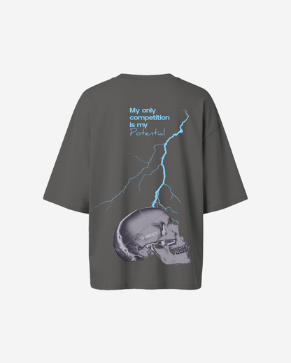 G West Womens Oversized Lighting Skull Tee