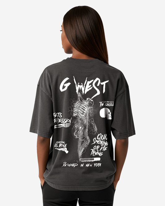 G West Oversized Smoke Skeleton Tee - Women