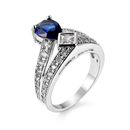 Cubic Zirconia & Navy Crystal Pear Ring-5