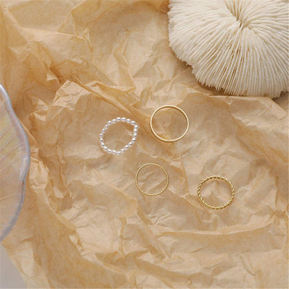 Pearl & Goldtone Ring Set