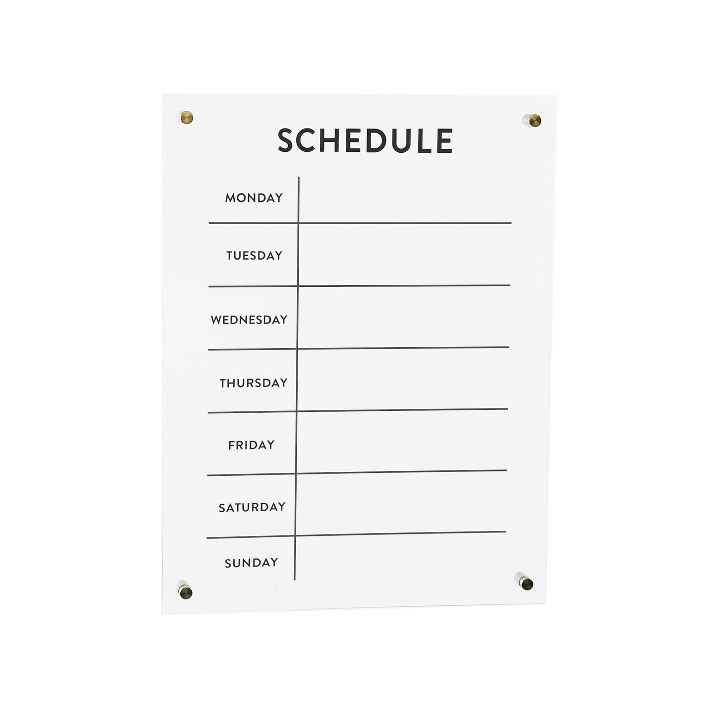 Melrose International Acrylic Dry Erase Weekly Calender 19"H