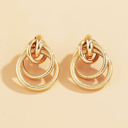 Goldtone Layered Circle Drop Earrings