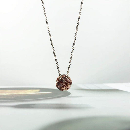 Rose Goldtone String Ball Pendant Necklace