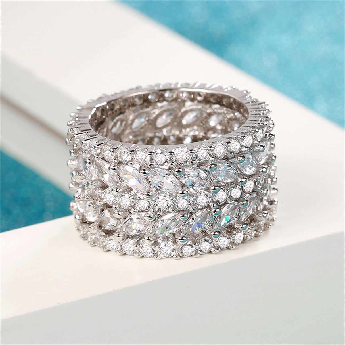 Cubic Zirconia & Crystal Marquise-Cut Layered Band Ring-2