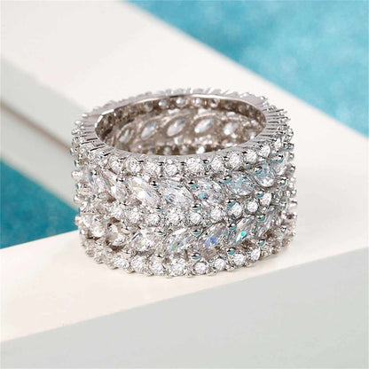 Cubic Zirconia & Crystal Marquise-Cut Layered Band Ring-2