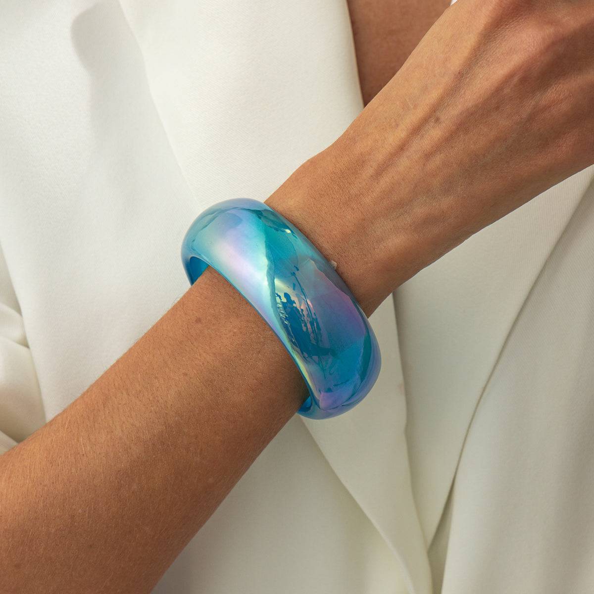 Iridescent & Blue Resin Bangle