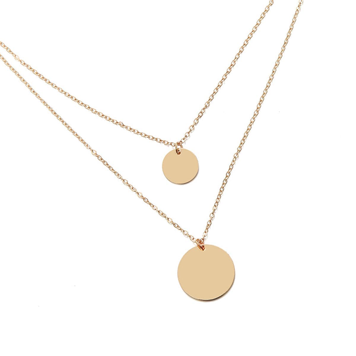 Goldtone Layered Disk Pendant Necklace