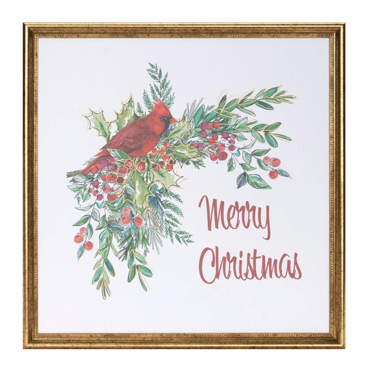 Melrose International Framed Merry Christmas Cardinal Print 16"SQ