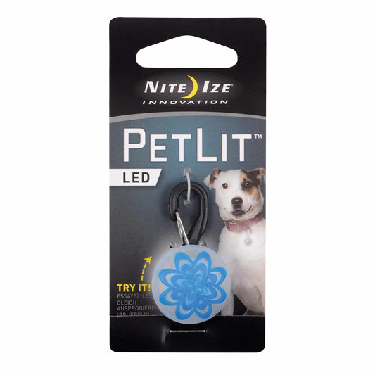 Nite Ize Petlit Led Collar Light, Dog or Cat Collar Light, Replaceable Batteries, White Led Blue Burst Design