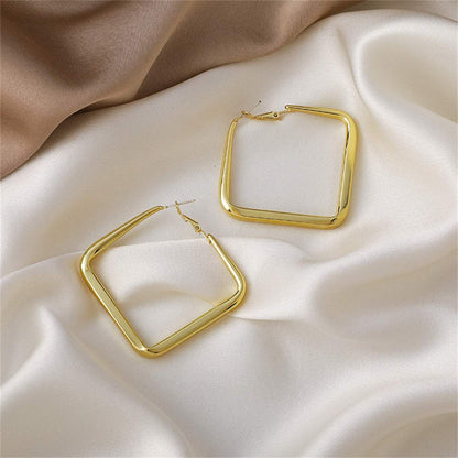 Goldtone Open Square Hoop Earrings