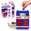 Blue and red piggy bank