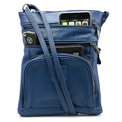 Genuine Leather Crossbody 5 Zipper Serenity Bag