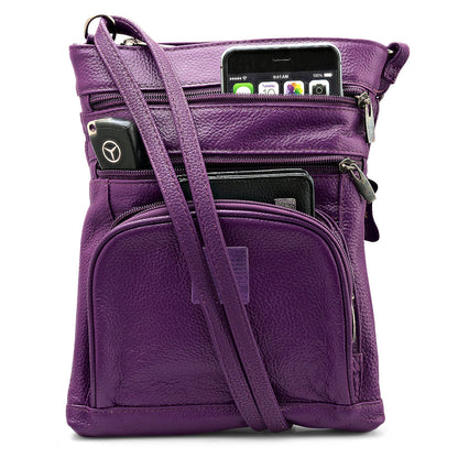 Genuine Leather Crossbody 5 Zipper Serenity Bag