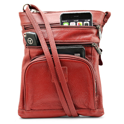 Genuine Leather Crossbody 5 Zipper Serenity Bag