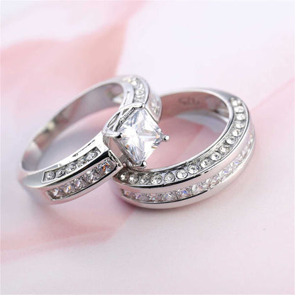Crystal & Cubic Zirconia Princess-Cut Ring Set-3