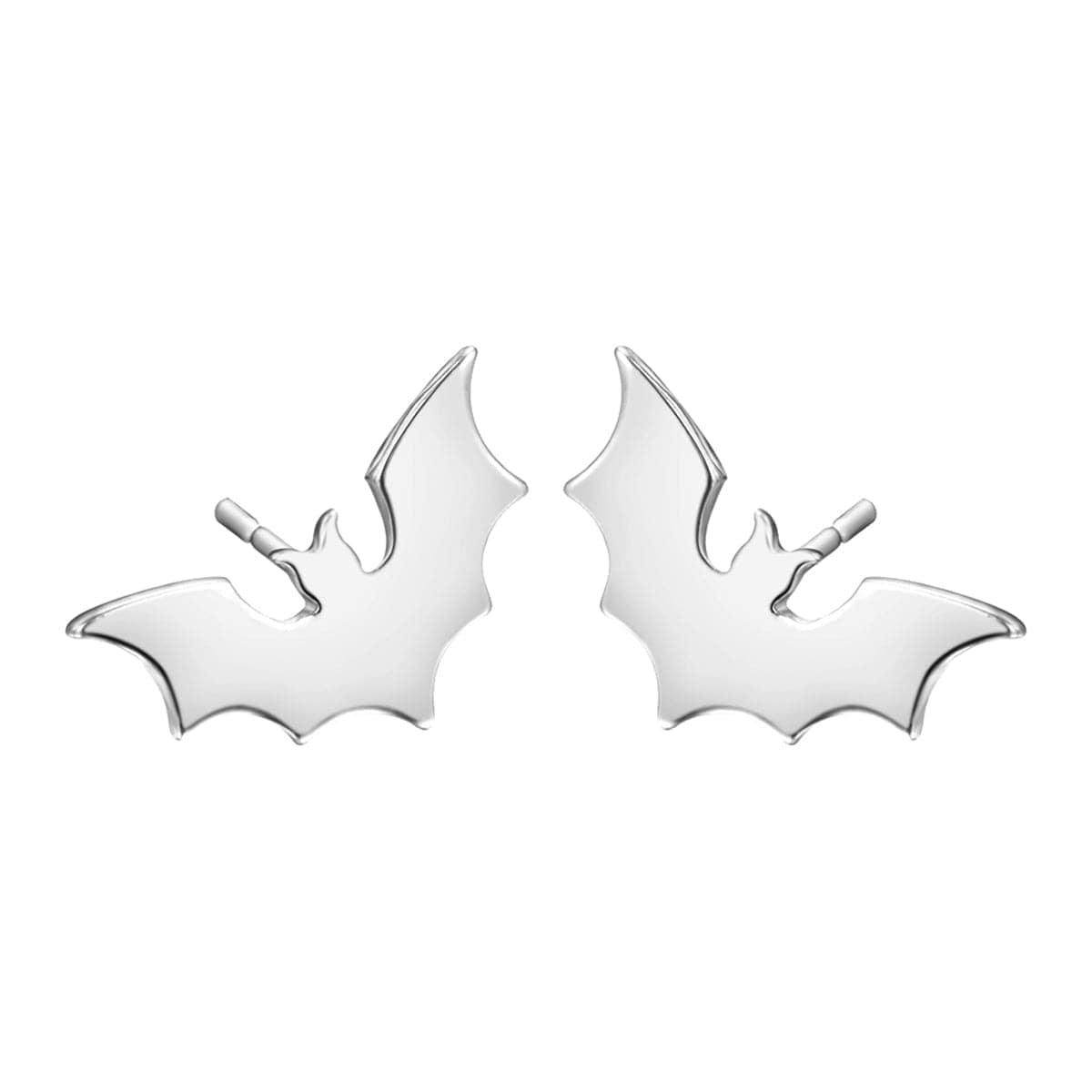 Silvertone Bat Stud Earrings
