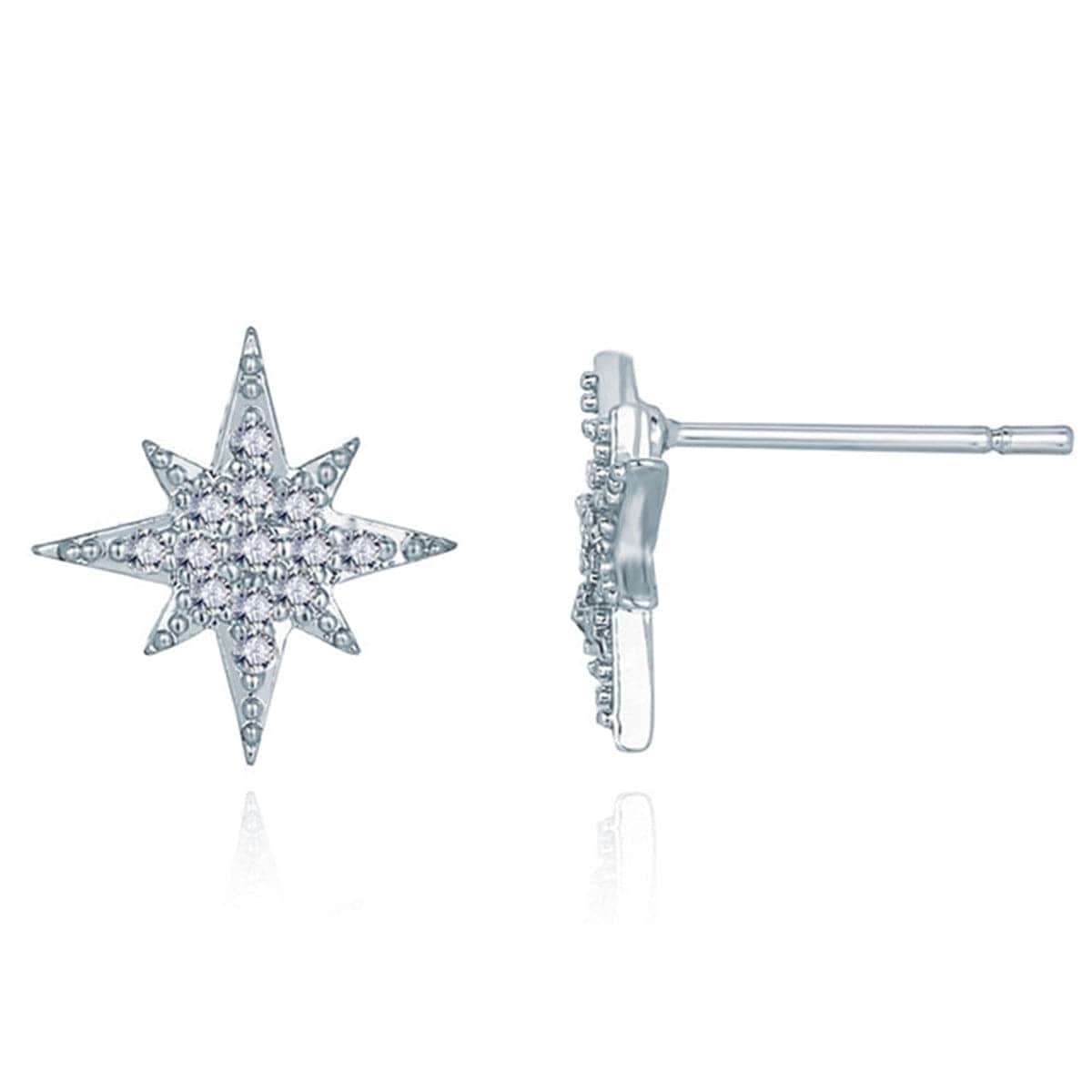 Cubic Zirconia & Silvertone Starburst Stud Earrings